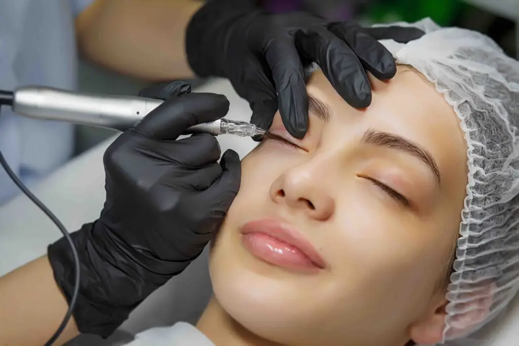 Stock photo performing permanent eyeliner