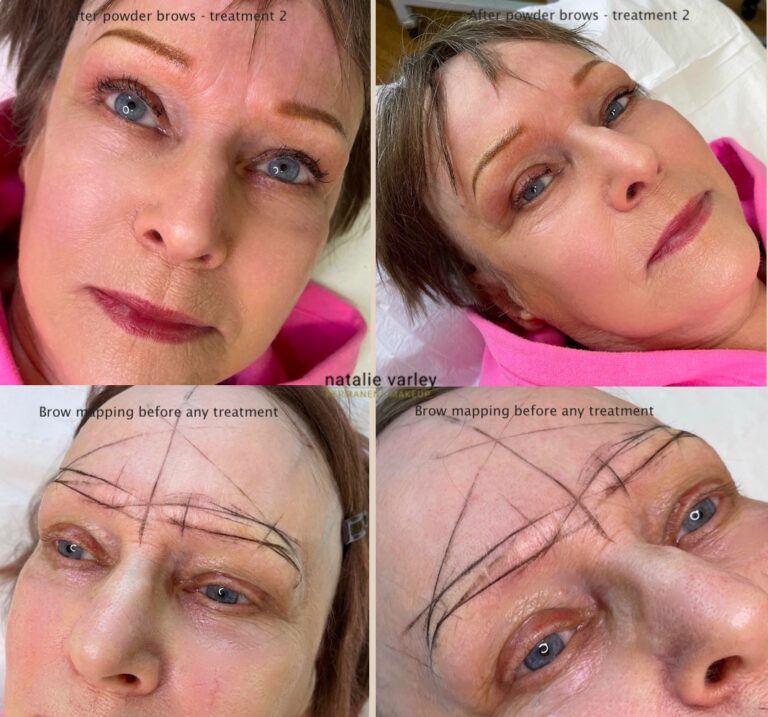A clients before and after permanent eyebrows